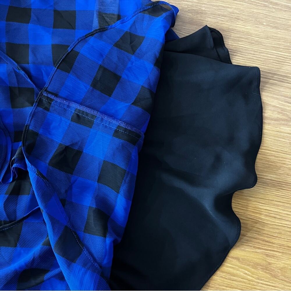Lauren Ralph Lauren Buffalo Check Ruffled Georgette blouse blue black - XS - Picture 12 of 12